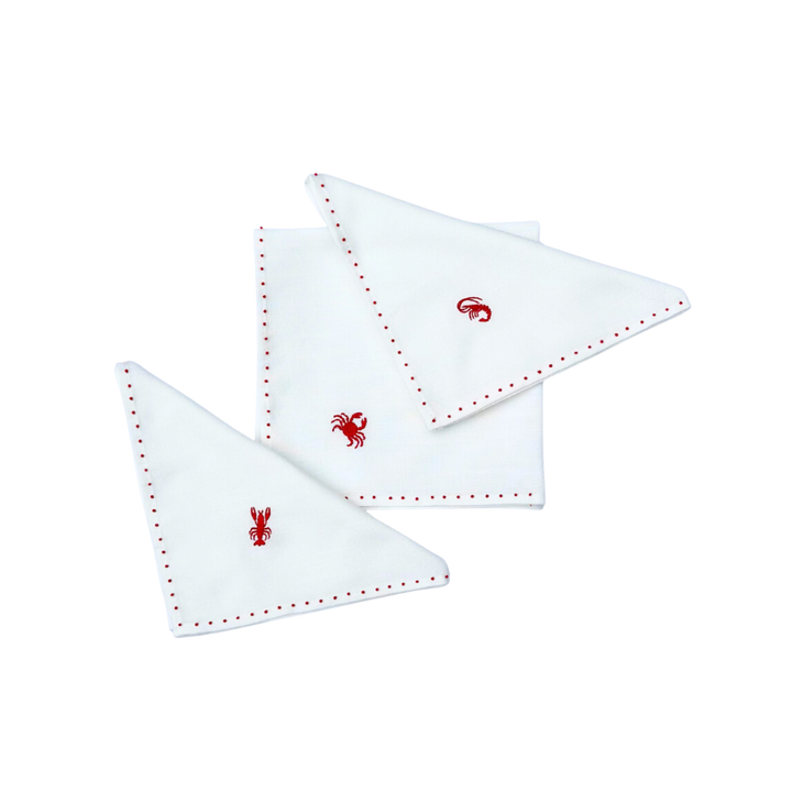 Red Shellfish Napkin Set